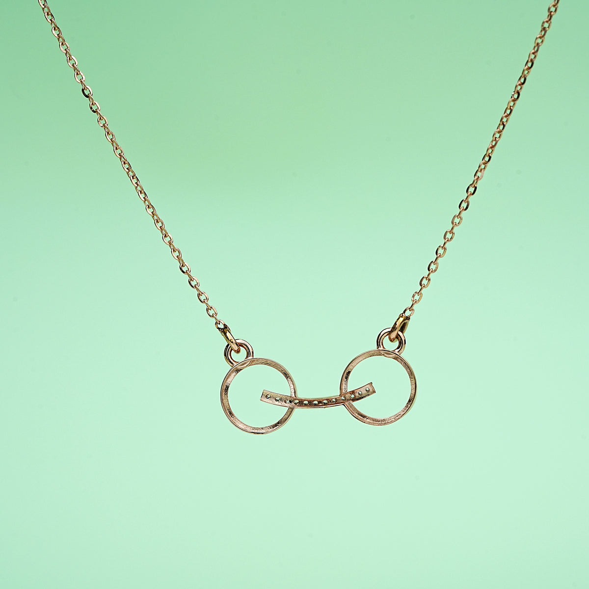 14k rose gold pendant necklace with cz stones