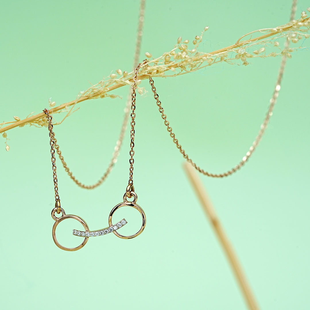 14K Rose Gold Pendant Necklace with CZ Stones