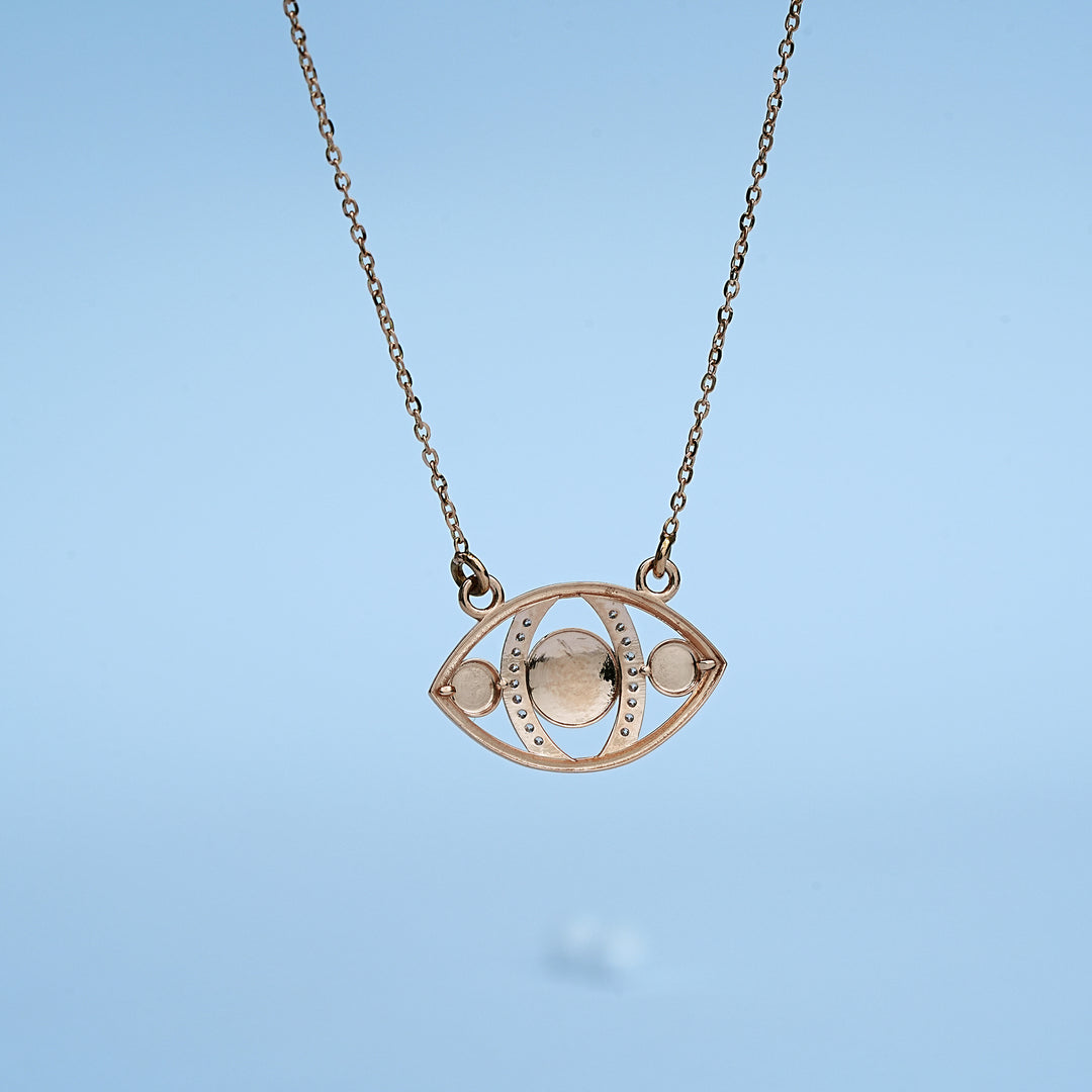 14K Rose Gold Pendant Necklace with CZ Stones