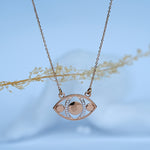 Load image into Gallery viewer, 14K Rose Gold Pendant Necklace with CZ Stones
