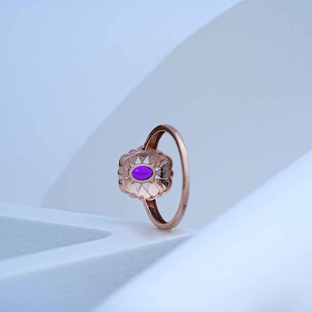 14k rose gold ring with colour stone