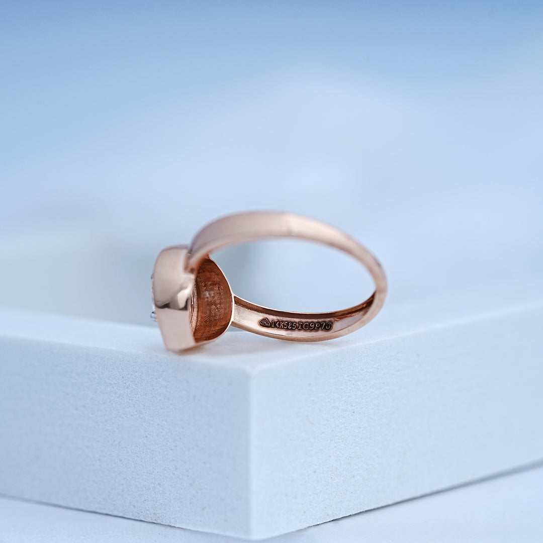 14K Rose Gold Ring with CZ Stones
