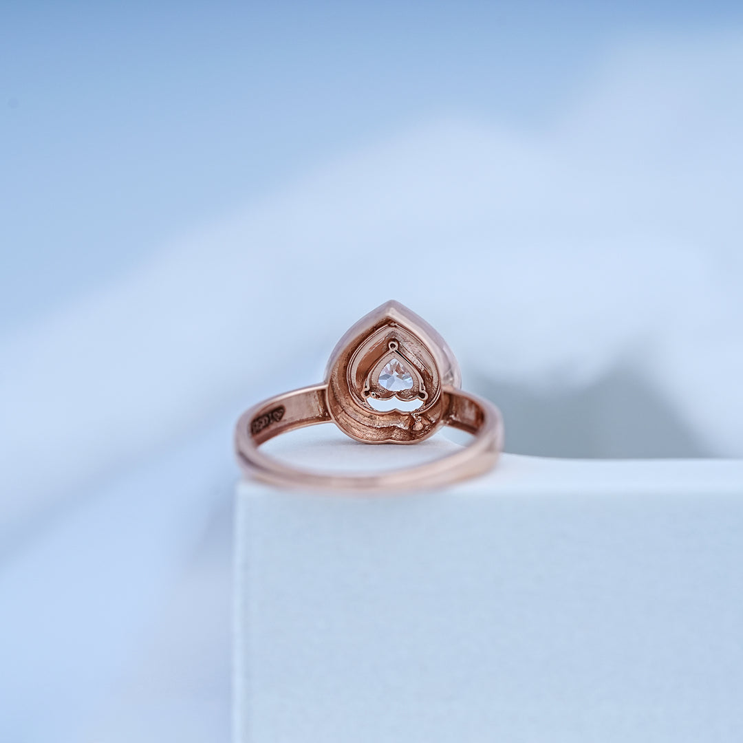 14K Rose Gold Ring with CZ Stones