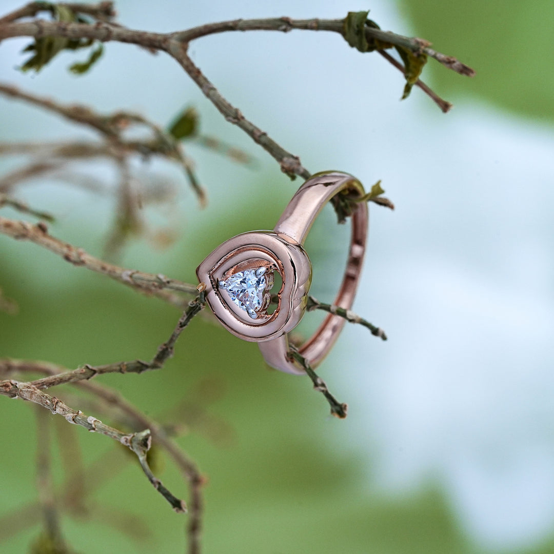 14K Rose Gold Ring with CZ Stones