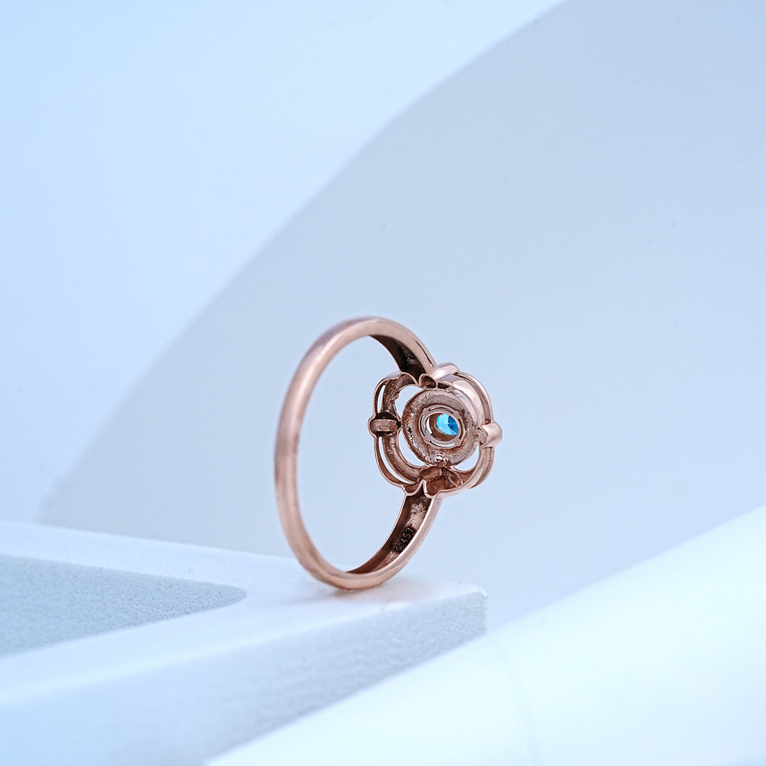 14K Rose Gold Ring with Colour Stone