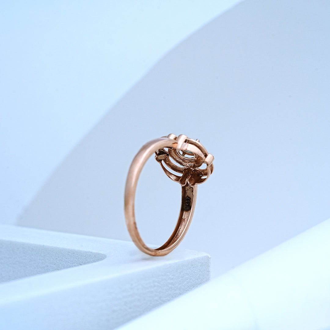 14K Rose Gold Ring with Colour Stone