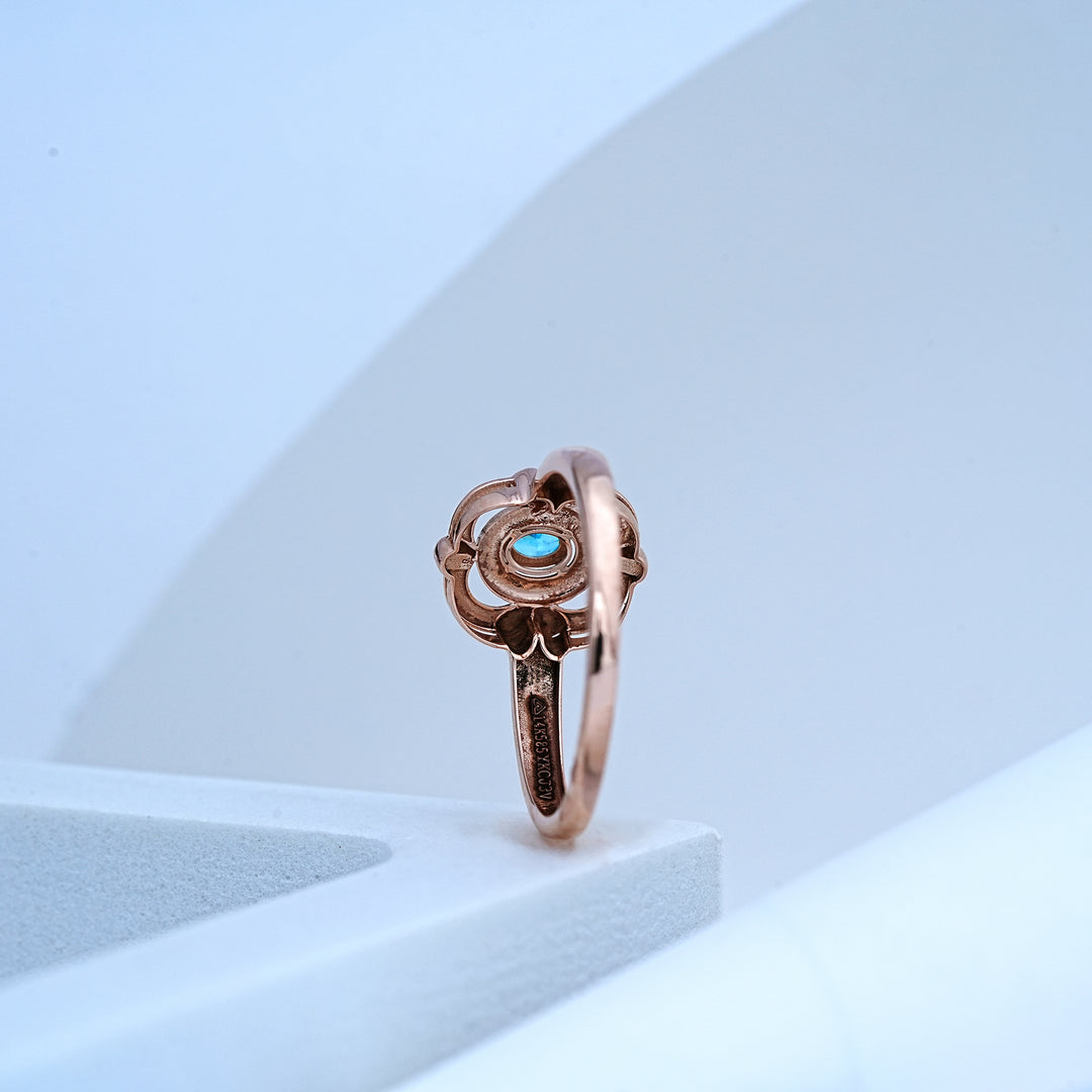 14K Rose Gold Ring with Colour Stone