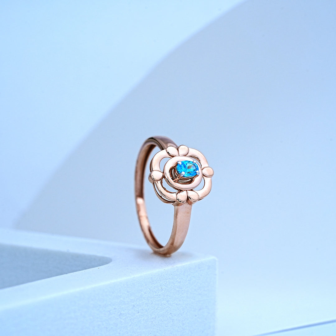 14K Rose Gold Ring with Colour Stone