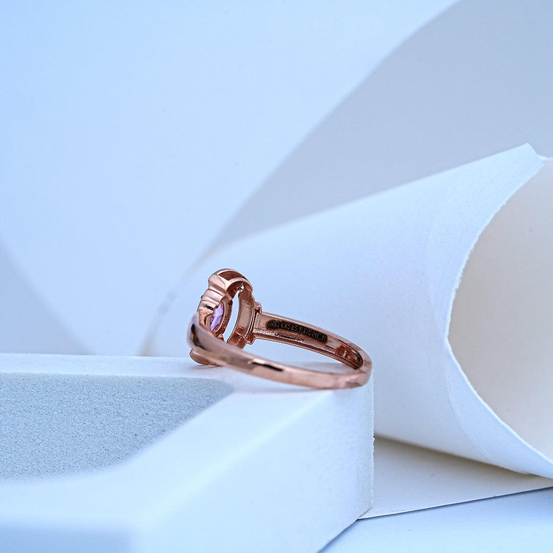 14K Rose Gold Ring with Colour Stone