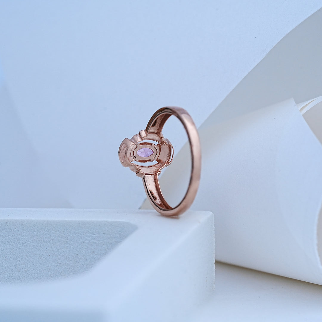 14K Rose Gold Ring with Colour Stone