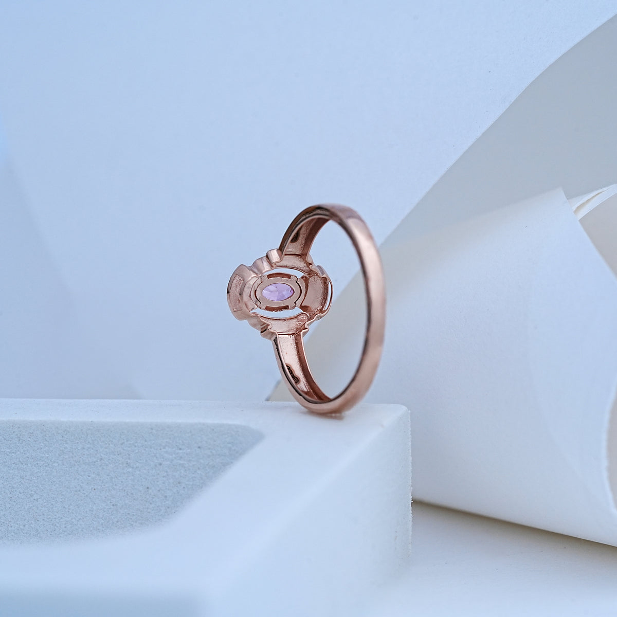 14k rose gold ring with colour stone
