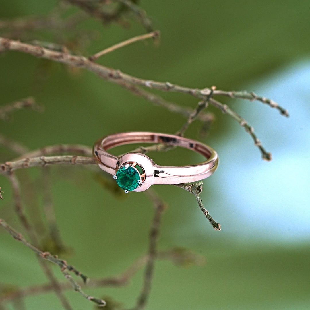 14K Rose Gold Ring with Colour Stone