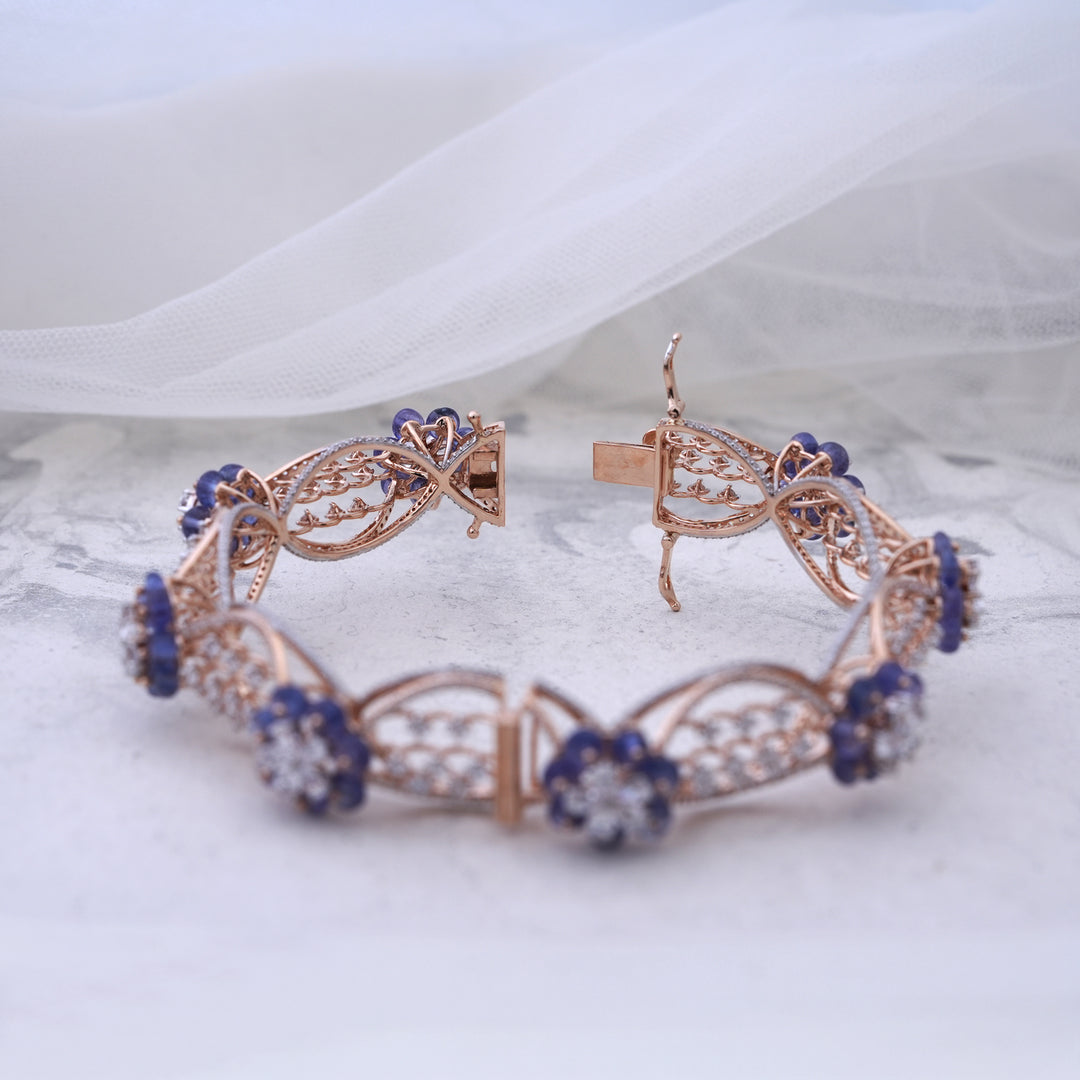 18K Gold Bangle with Multicolor CZ Stones