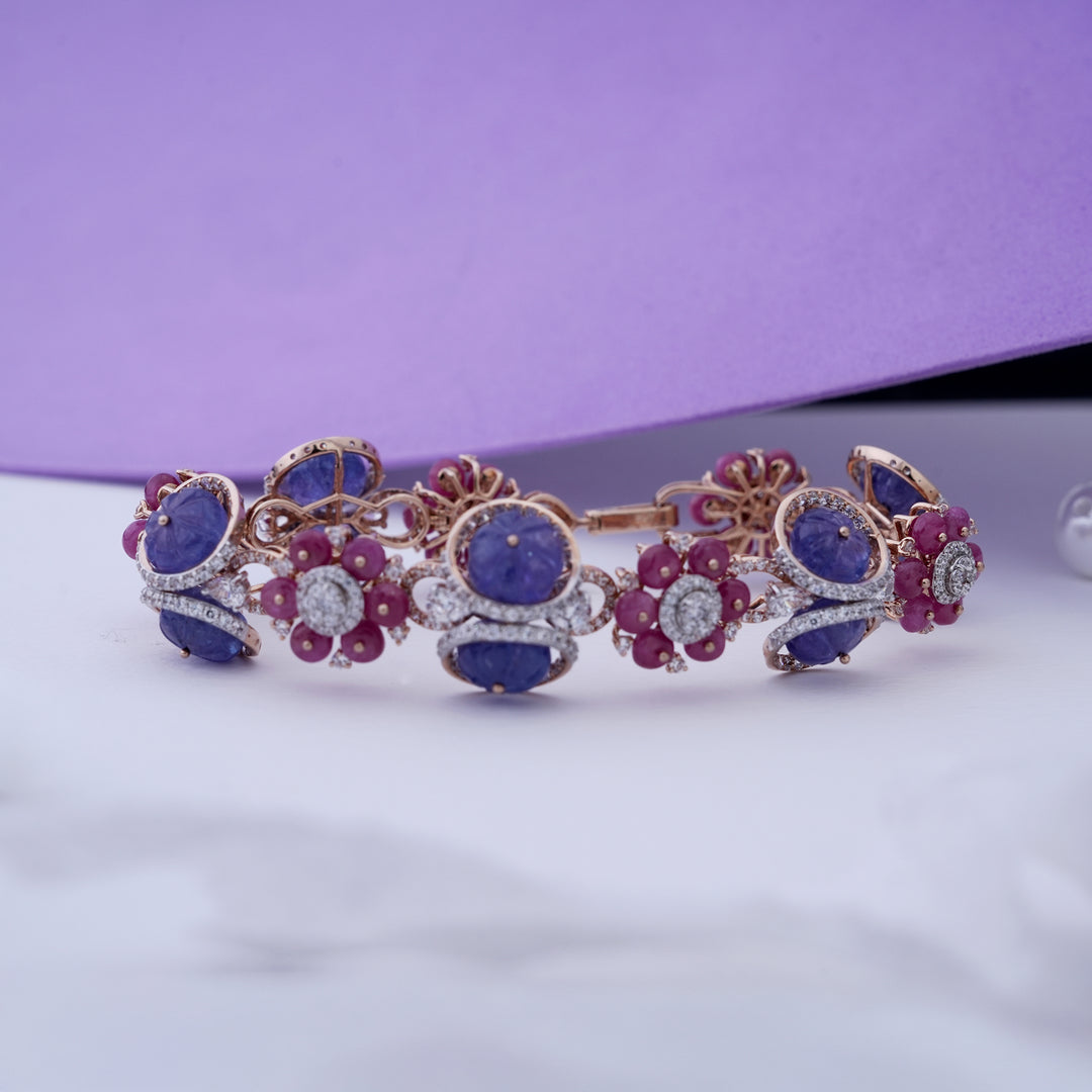 18K Gold Bracelet with Multicolor CZ Stones