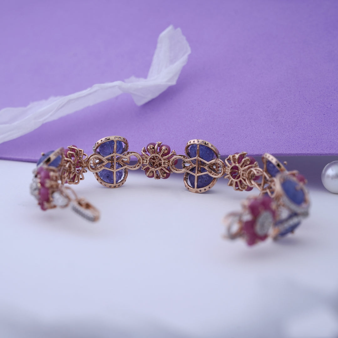 18K Gold Bracelet with Multicolor CZ Stones