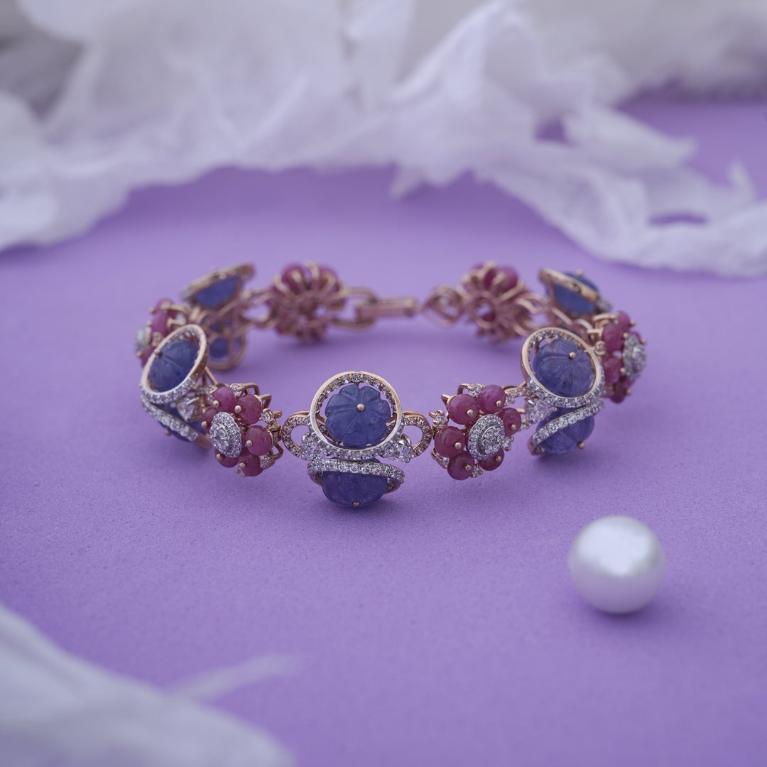 18K Gold Bracelet with Multicolor CZ Stones