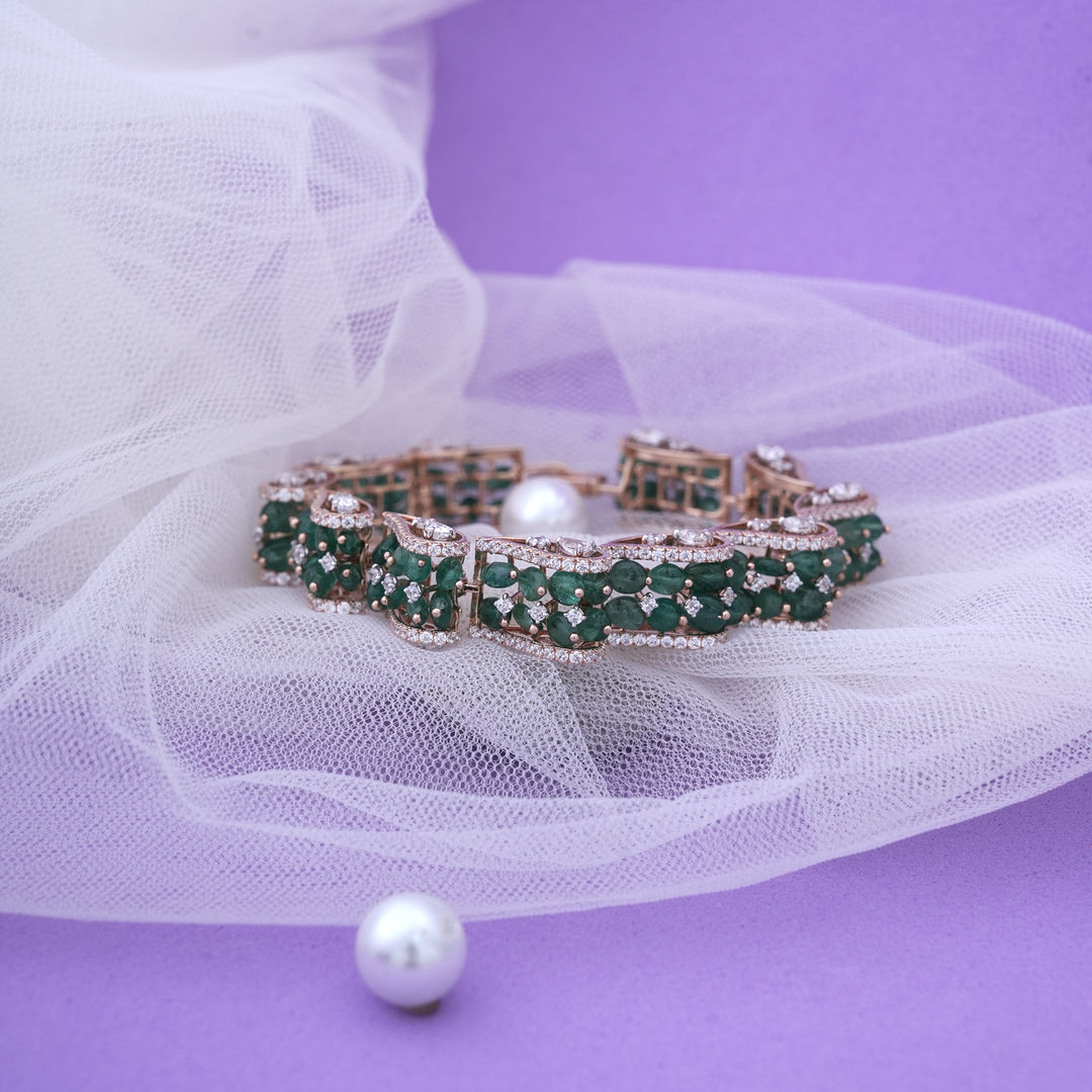 18K Gold Bracelet with Multicolor CZ Stones