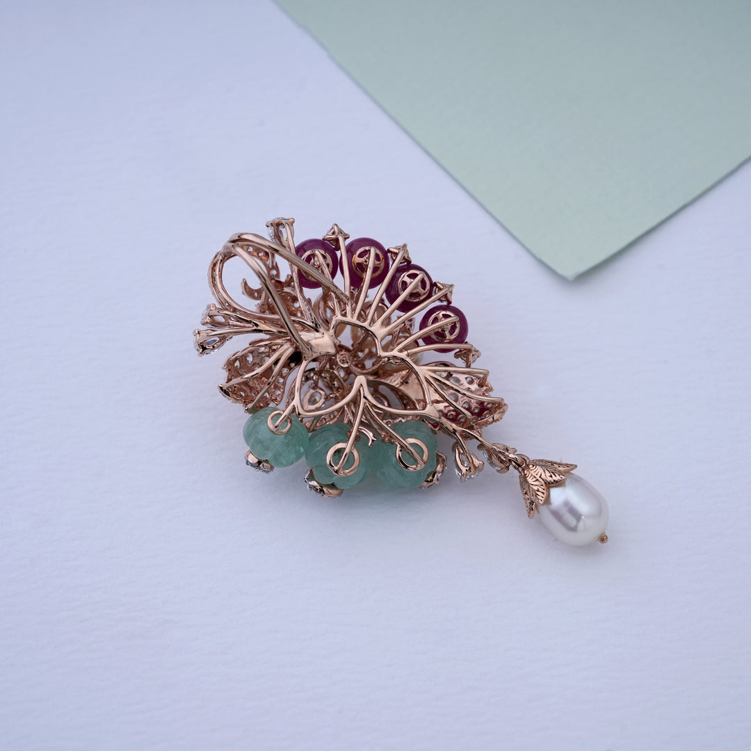 18K Gold Locket with Multicolor CZ Stones