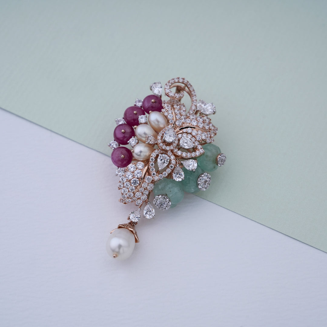 18K Gold Locket with Multicolor CZ Stones