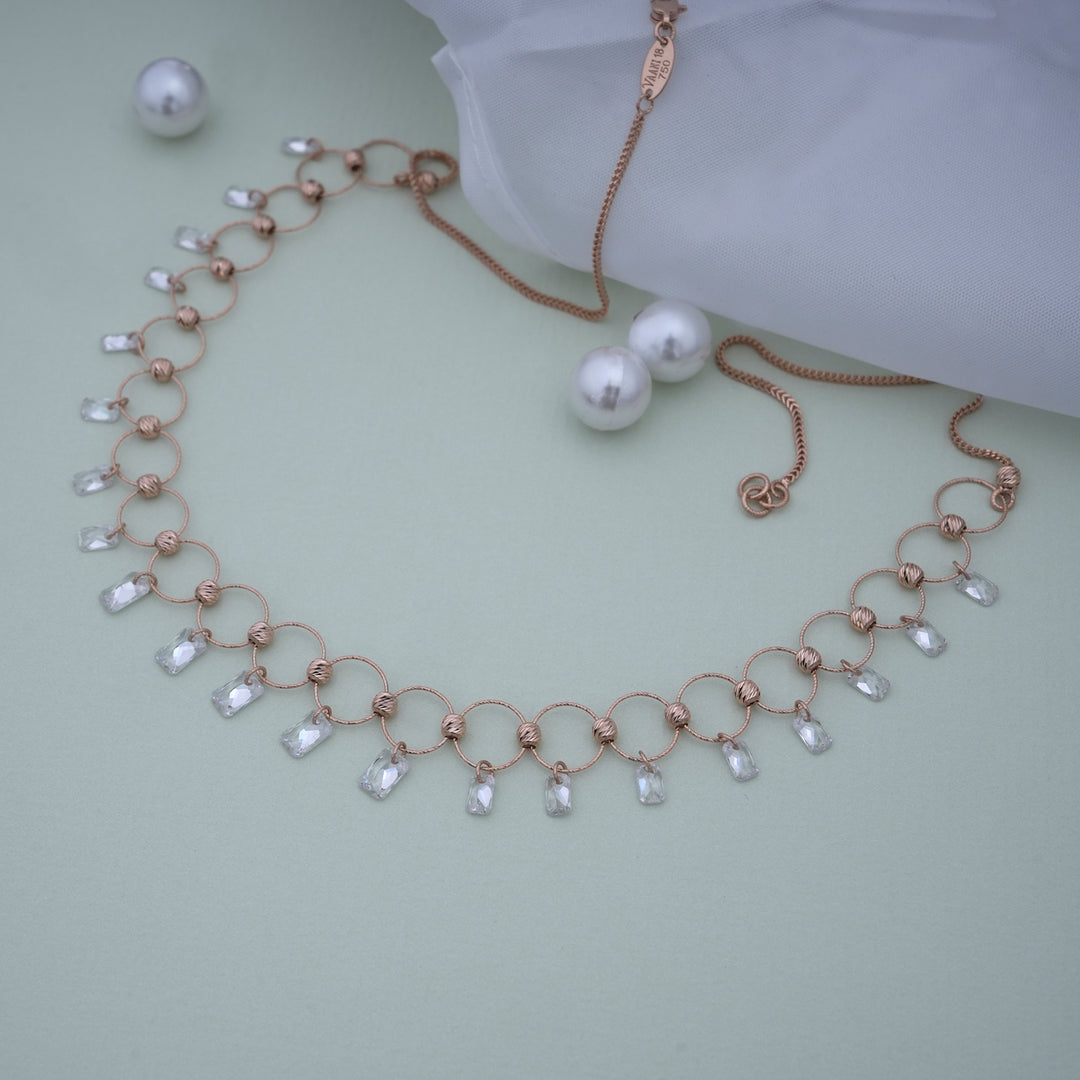 18K Gold Necklace with CZ Stones