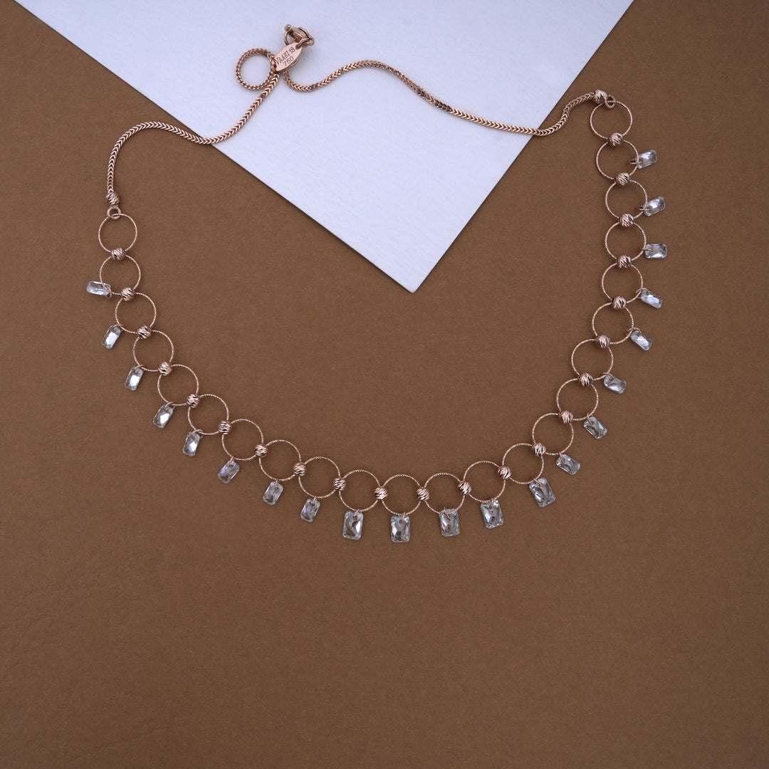 18K Gold Necklace with CZ Stones