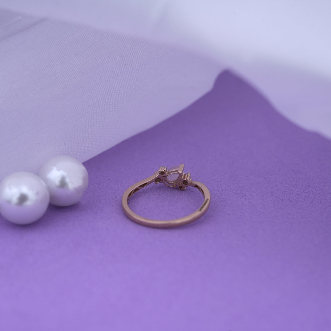 18K Gold Ring with CZ Stones