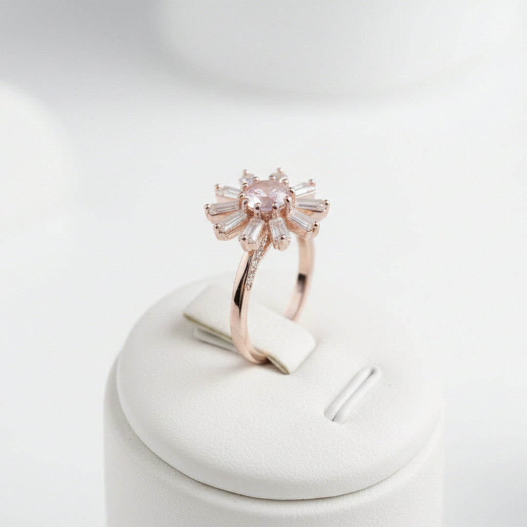 18K Gold Ring with CZ Stones