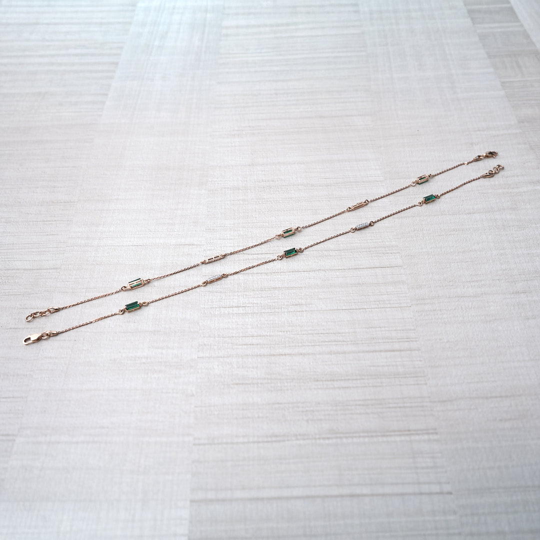 18K Gold Anklet with Multicolour Stones