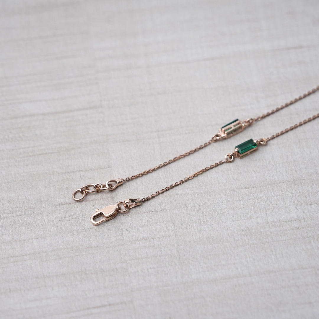 18K Gold Anklet with Multicolour Stones