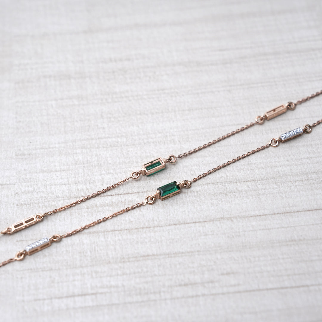 18K Gold Anklet with Multicolour Stones