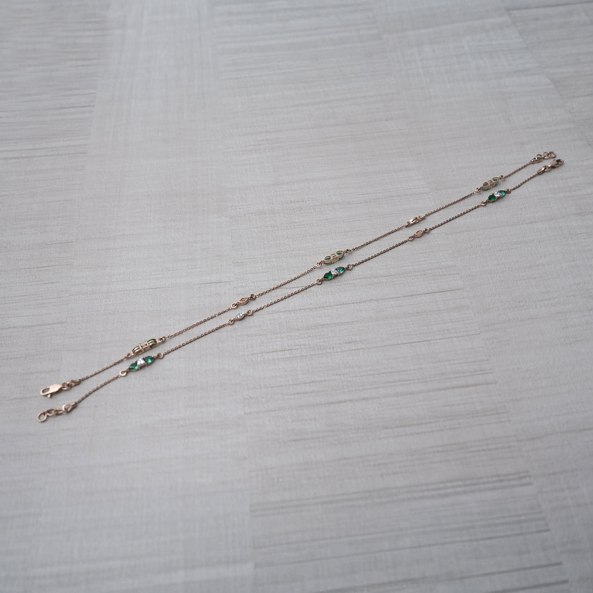 18k gold anklet with multicolour stones
