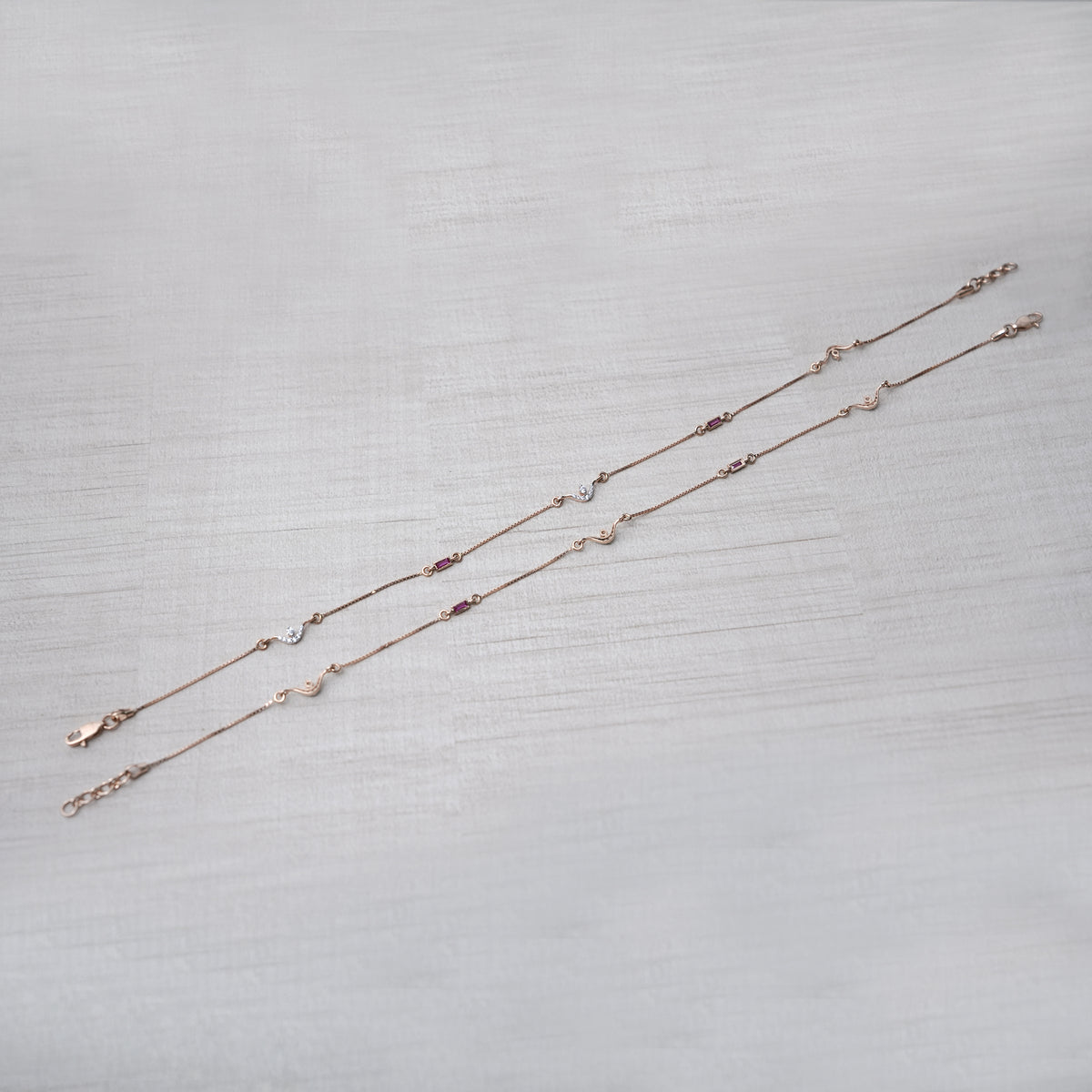 18k gold anklet with multicolour stones