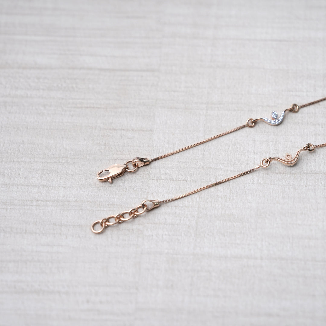 18K Gold Anklet with Multicolour Stones