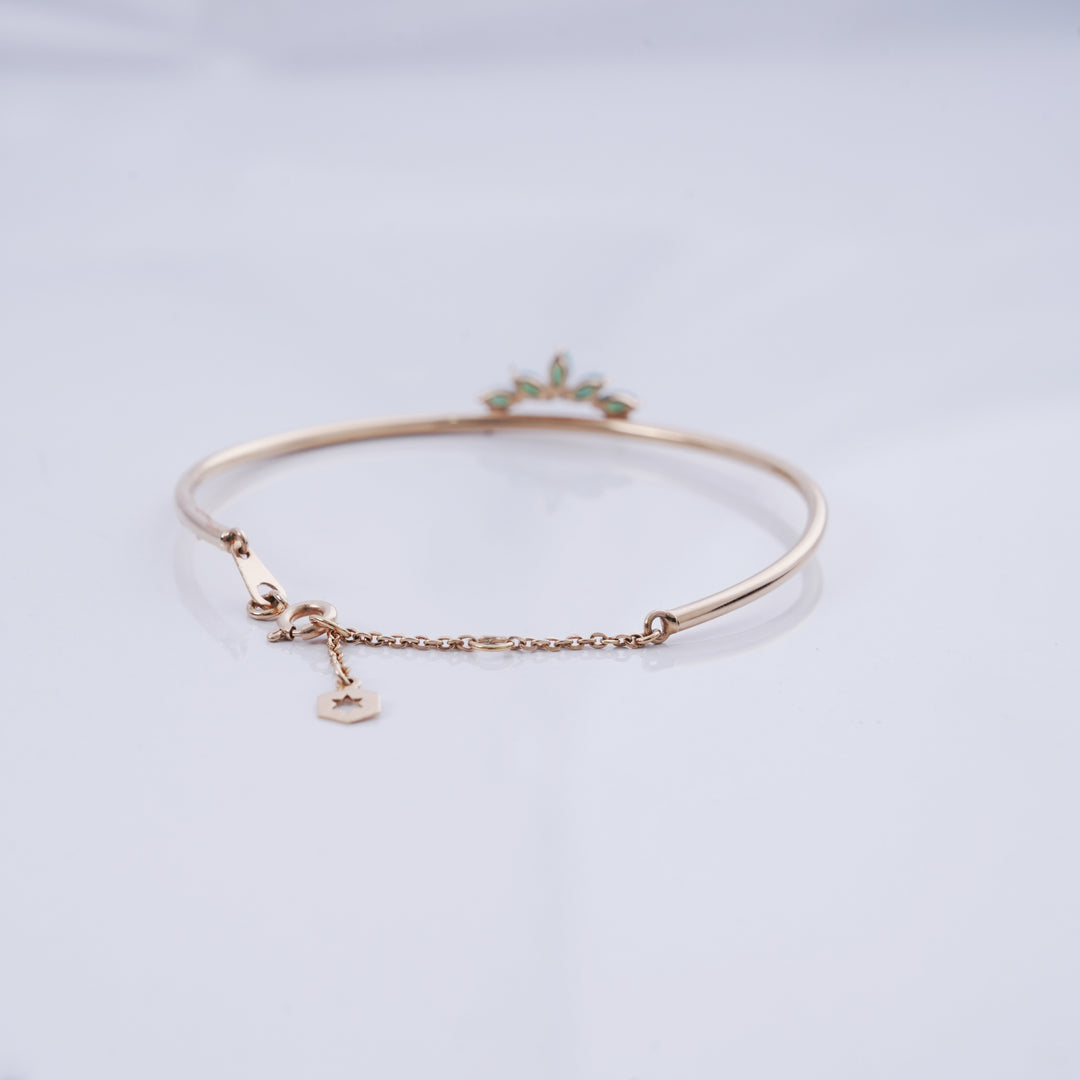 18K Gold Bangle with Blue Stones