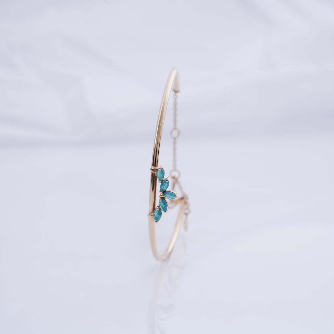 18K Gold Bangle with Blue Stones