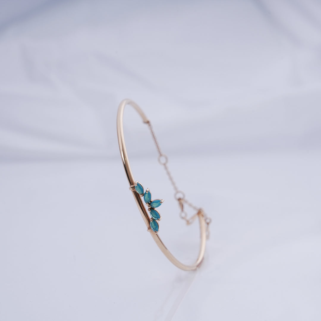 18K Gold Bangle with Blue Stones