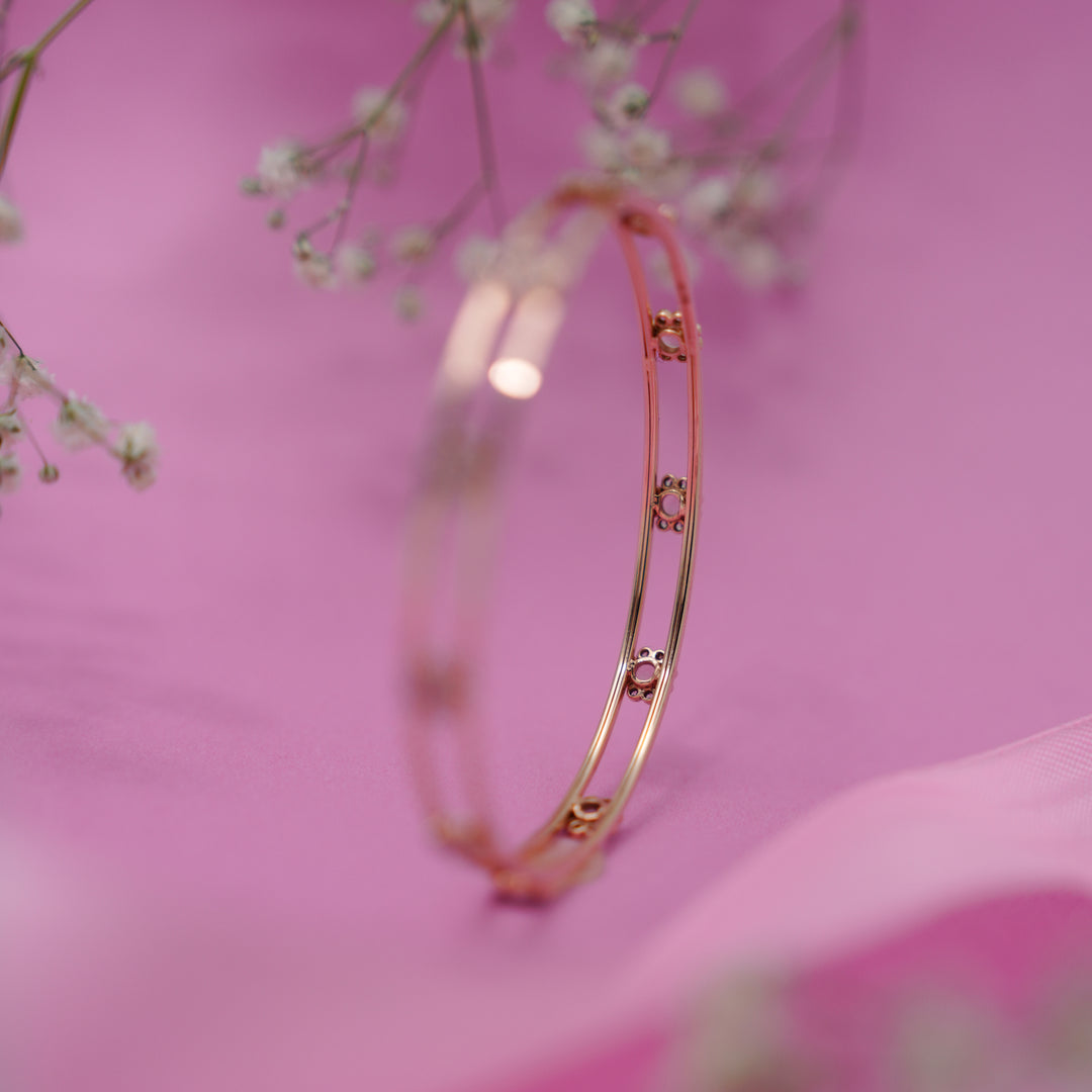 18K Gold Bangle with CZ Stones