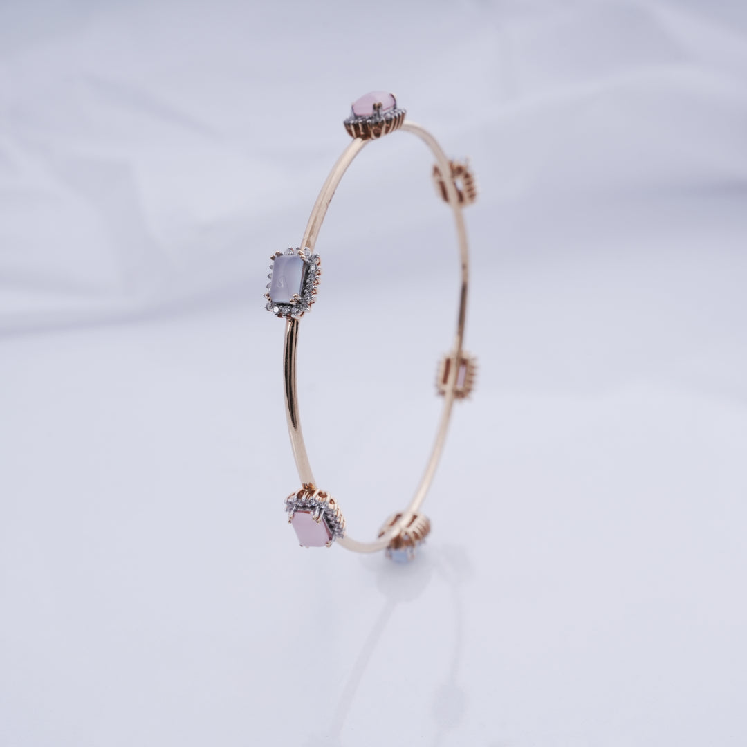 18K Gold Bangle with CZ Stones