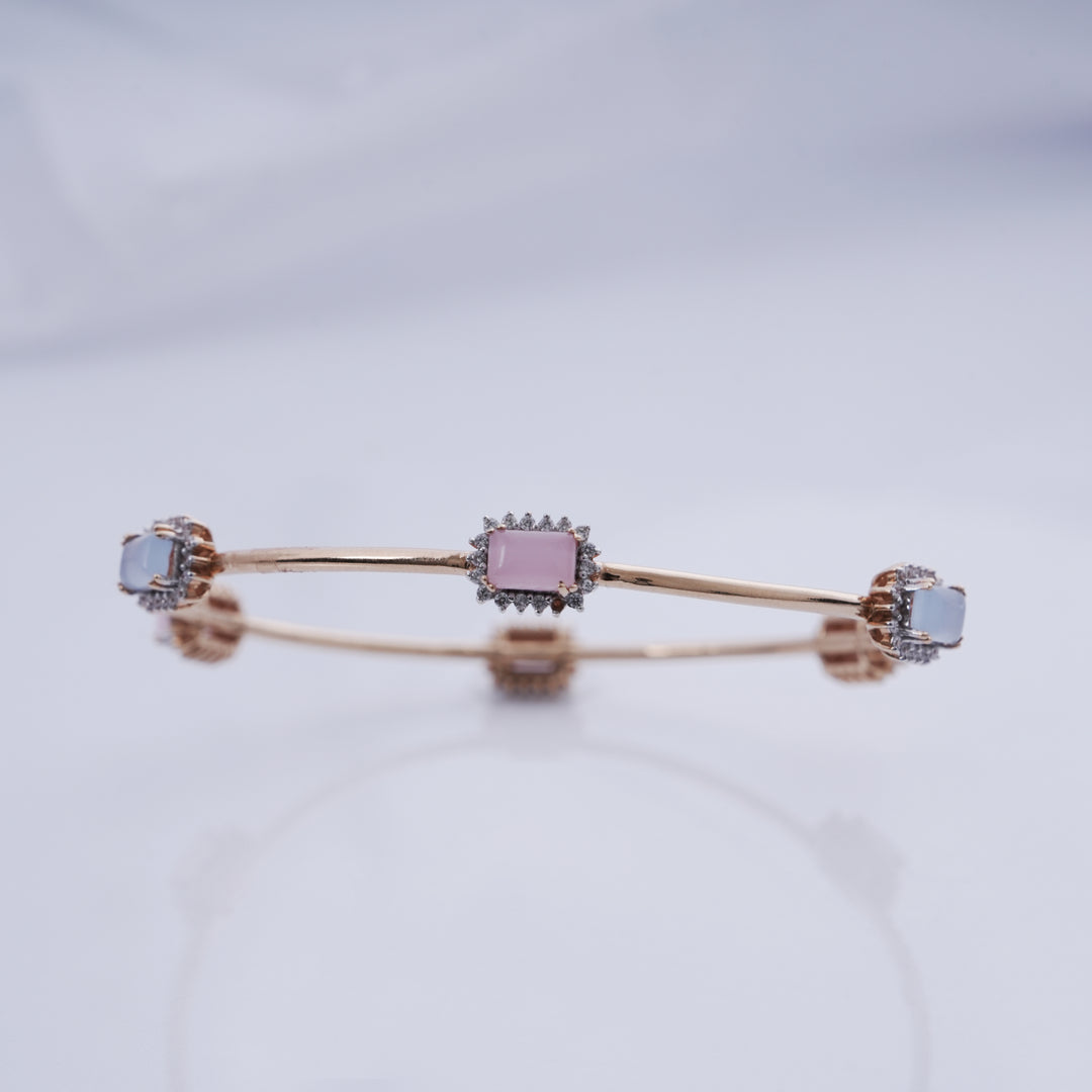 18K Gold Bangle with CZ Stones