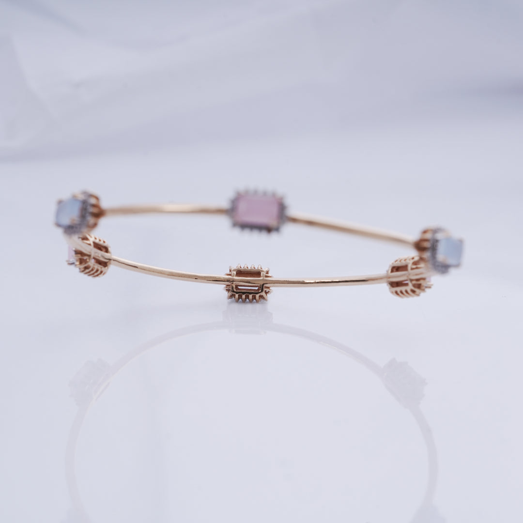 18K Gold Bangle with CZ Stones