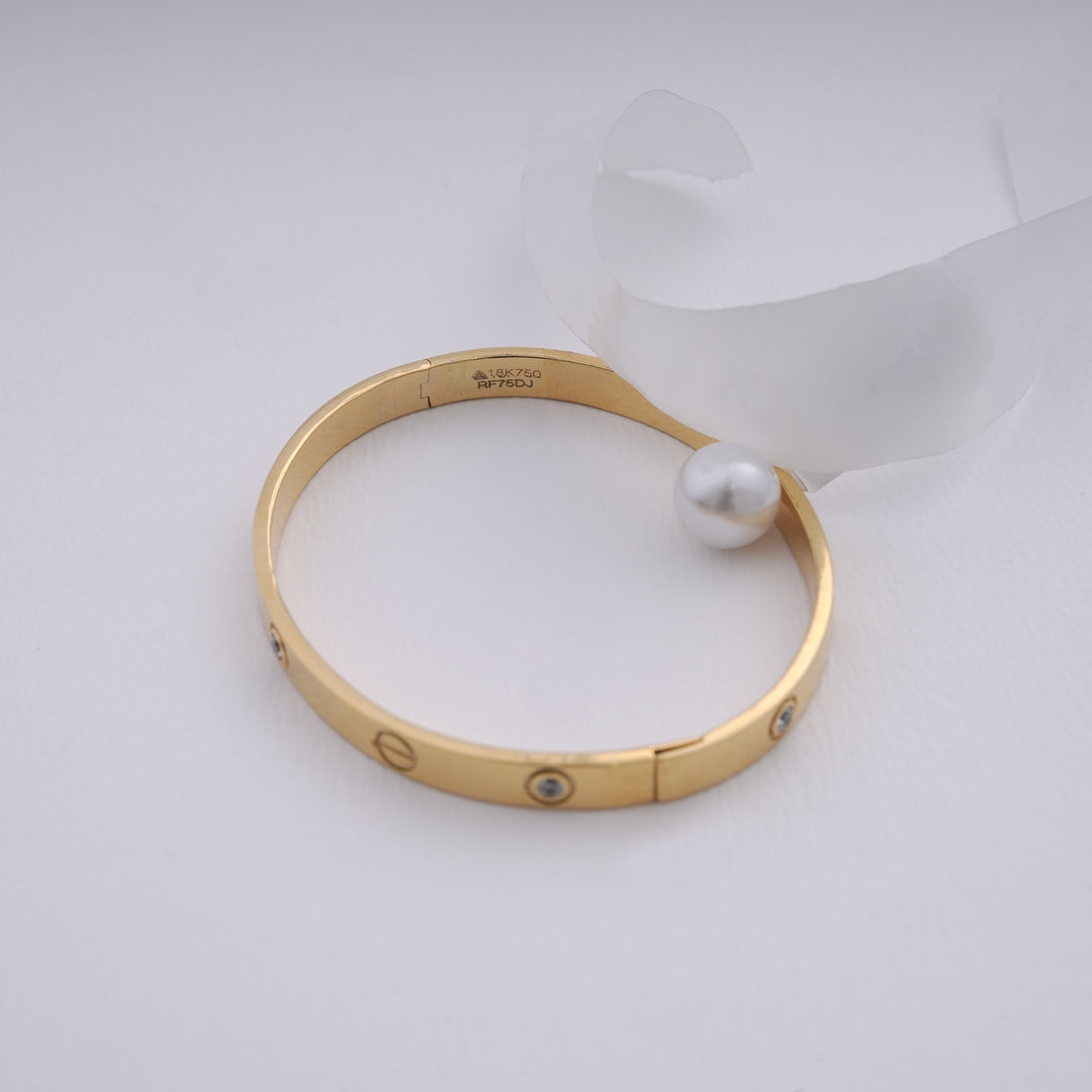 18K Gold Bangle with CZ Stones