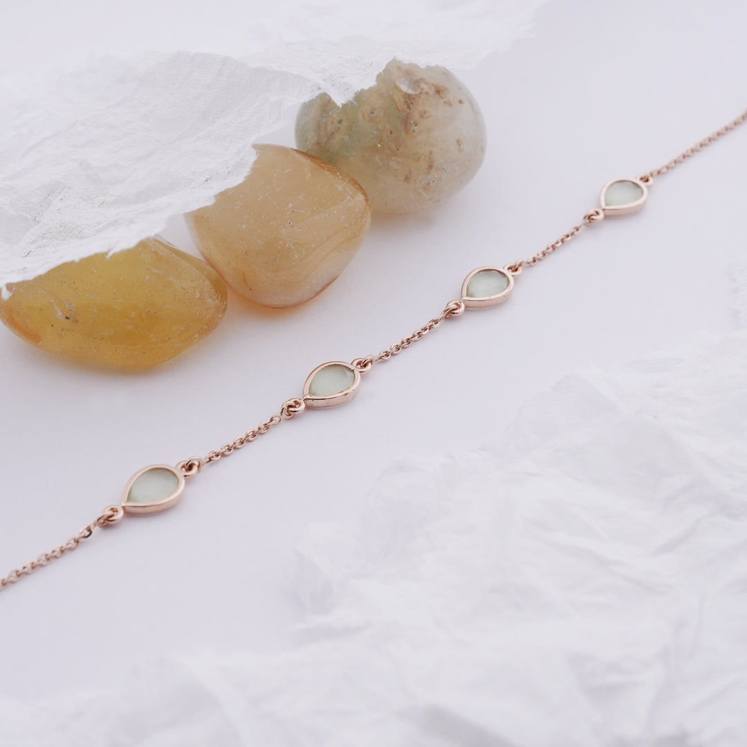 18K Gold Bracelet with Pastel Green Stones