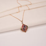 Load image into Gallery viewer, 18K Gold Pendant Necklace with Multicolour Stones

