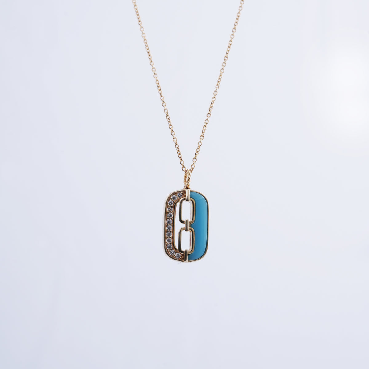 18k gold pendant necklace with cz stones