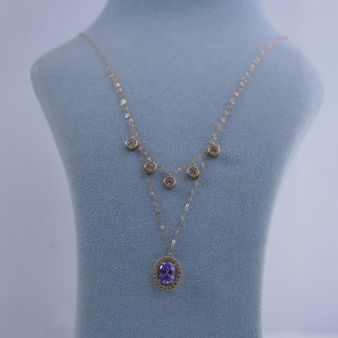 18K Gold Necklace with Multicolour Stones