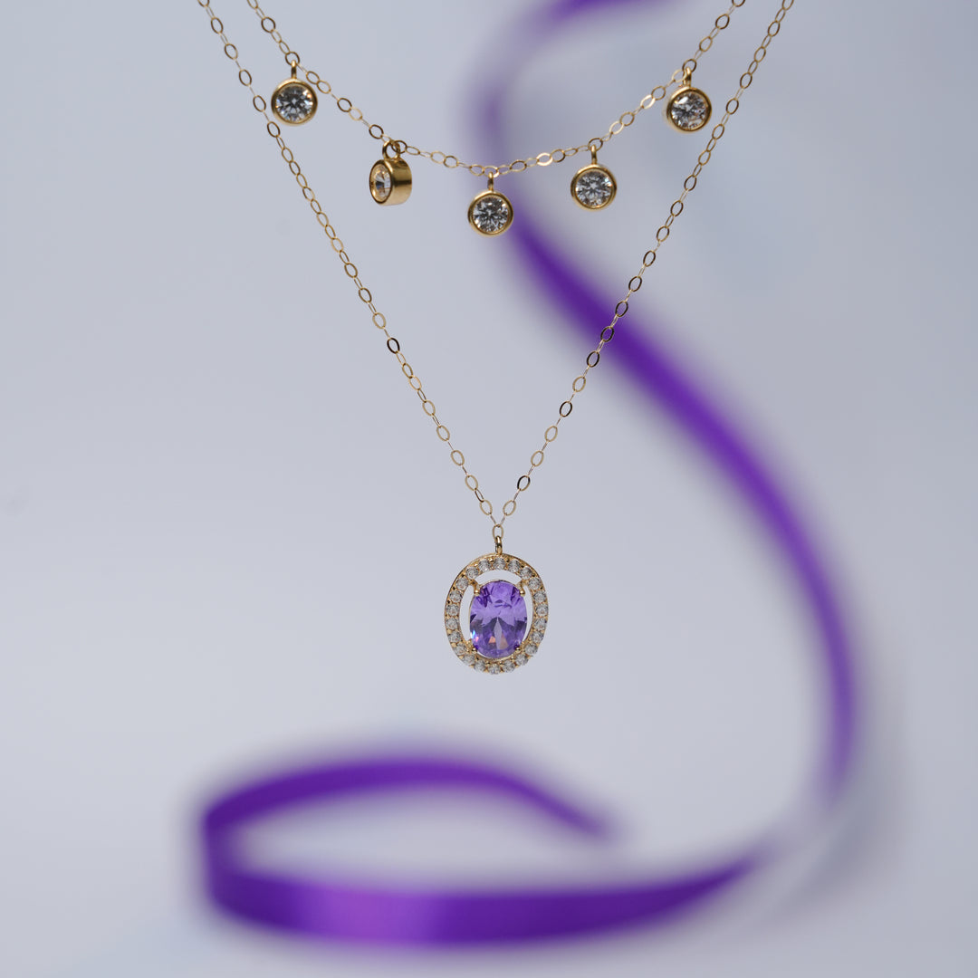 18K Gold Necklace with Multicolour Stones