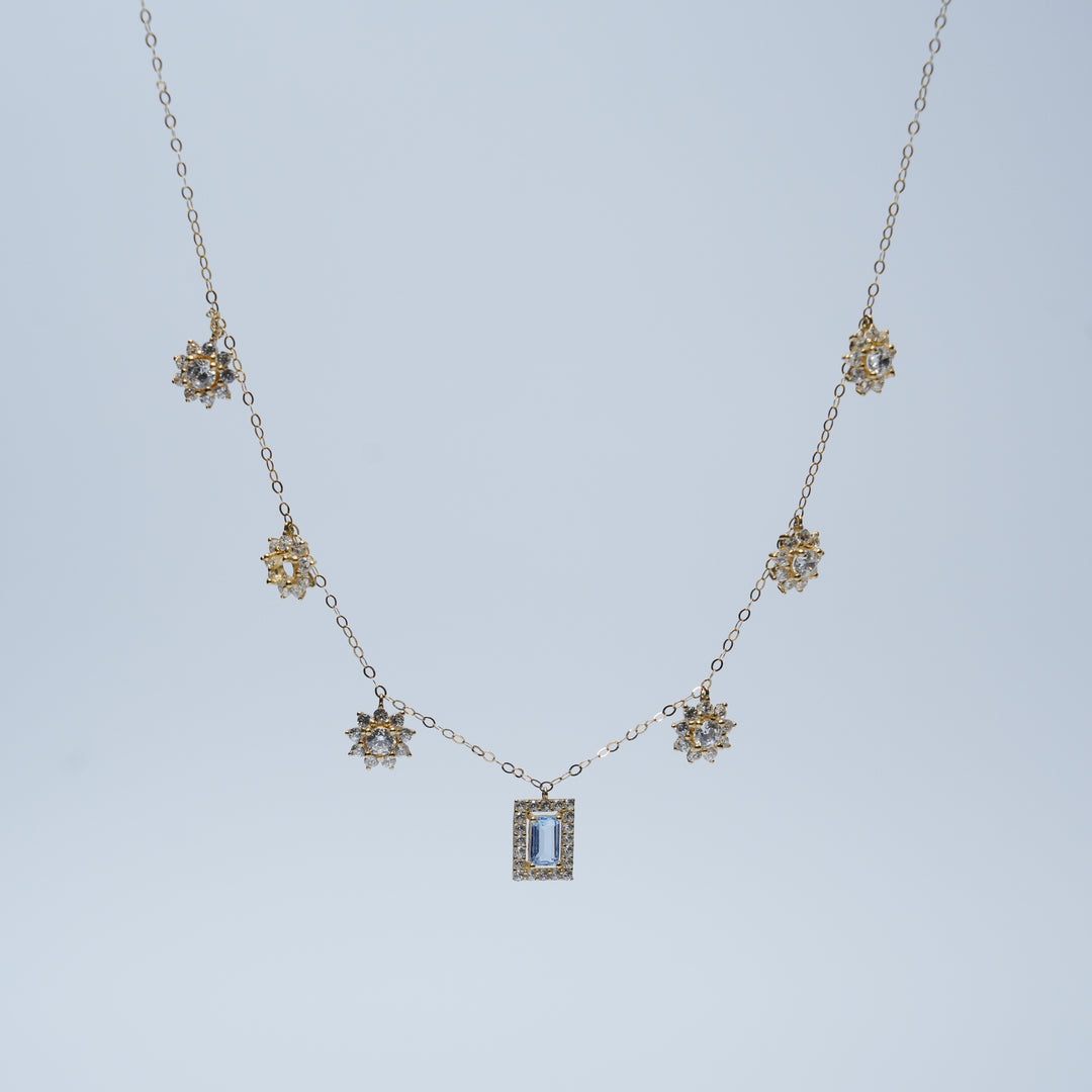 18K Gold Necklace with Multicolour Stones