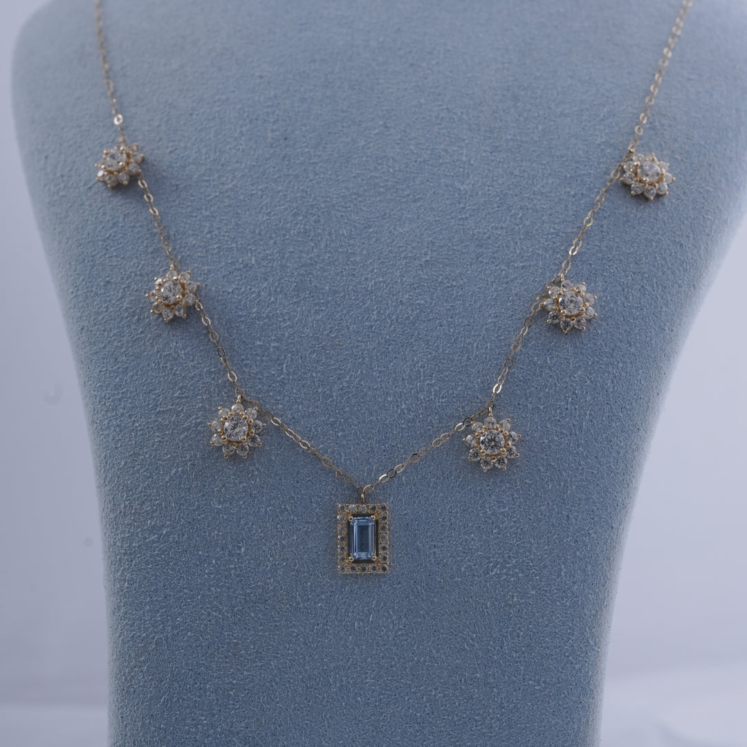 18K Gold Necklace with Multicolour Stones