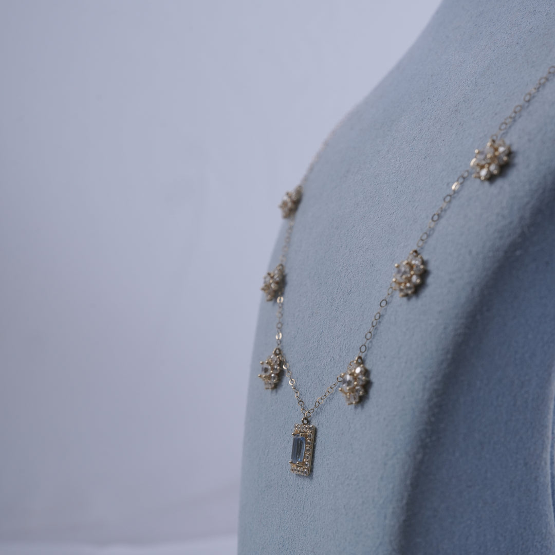 18K Gold Necklace with Multicolour Stones