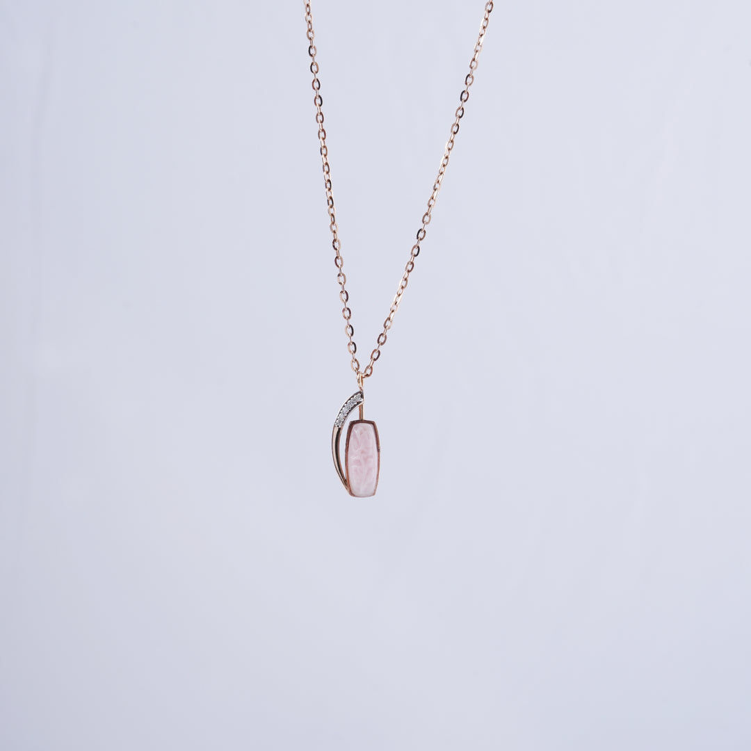 18K Gold Pendant Necklace with CZ Stones
